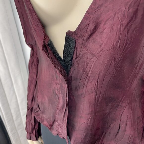MARIE SAINT-PIERRE Burgundy Bordeaux Red Crinkle Luxury Holidays Top Blouse sz S - Picture 6 of 8